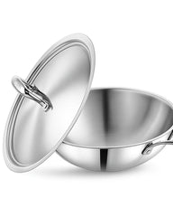28cm Tri-Ply Stainless Steel Wok with Lid