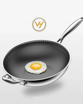 34cm Tri-Ply Honeycomb Stainless Steel Wok