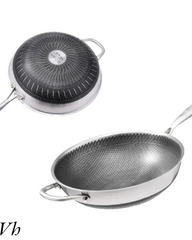 34cm Tri-Ply Honeycomb Stainless Steel Wok