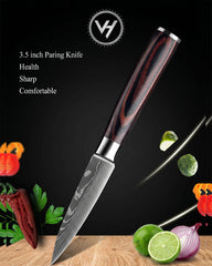 5-Piece Damascus Knife Set – Wooden Handle