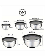 5-Piece Stainless Steel Mixing Bowl Set with Lids