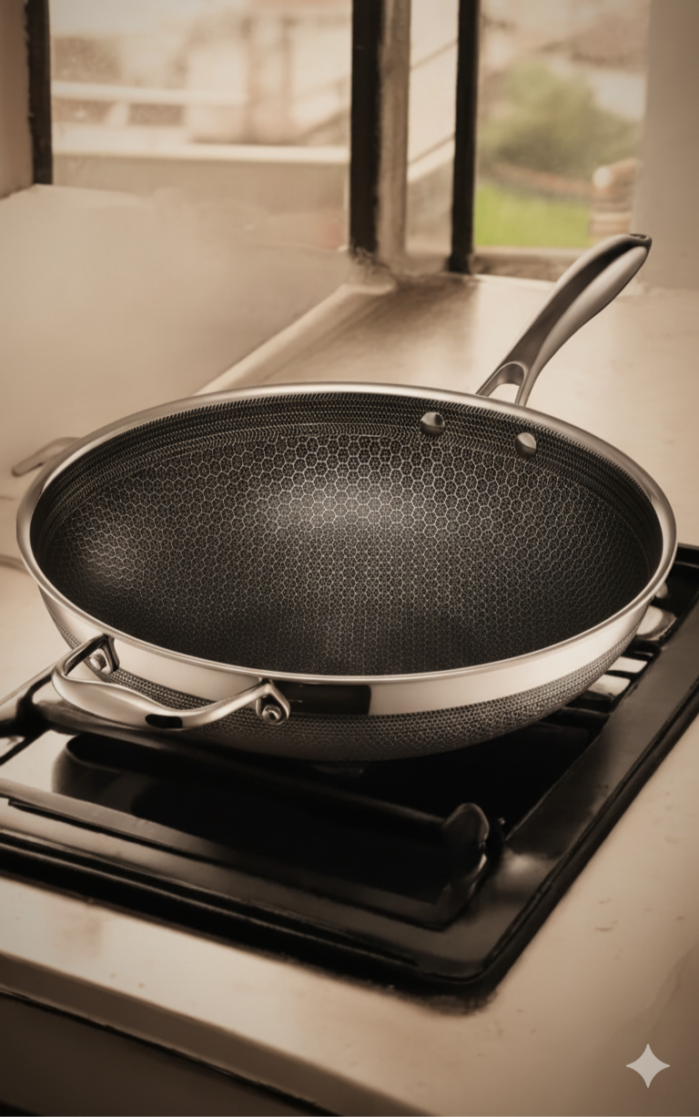 Non-Stick Stainless Steel Wok (34 cm)