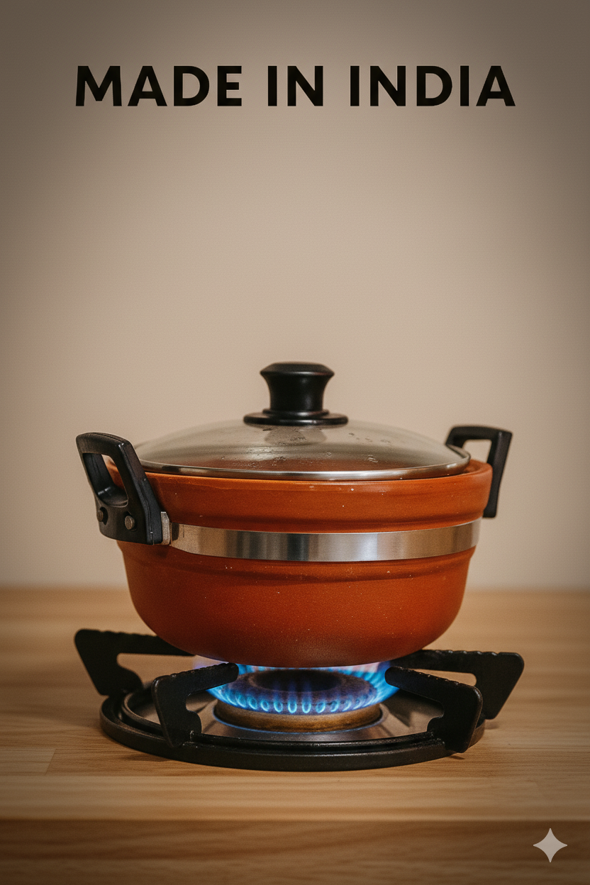 Clay Handi Pot with Glass Lid (5L)