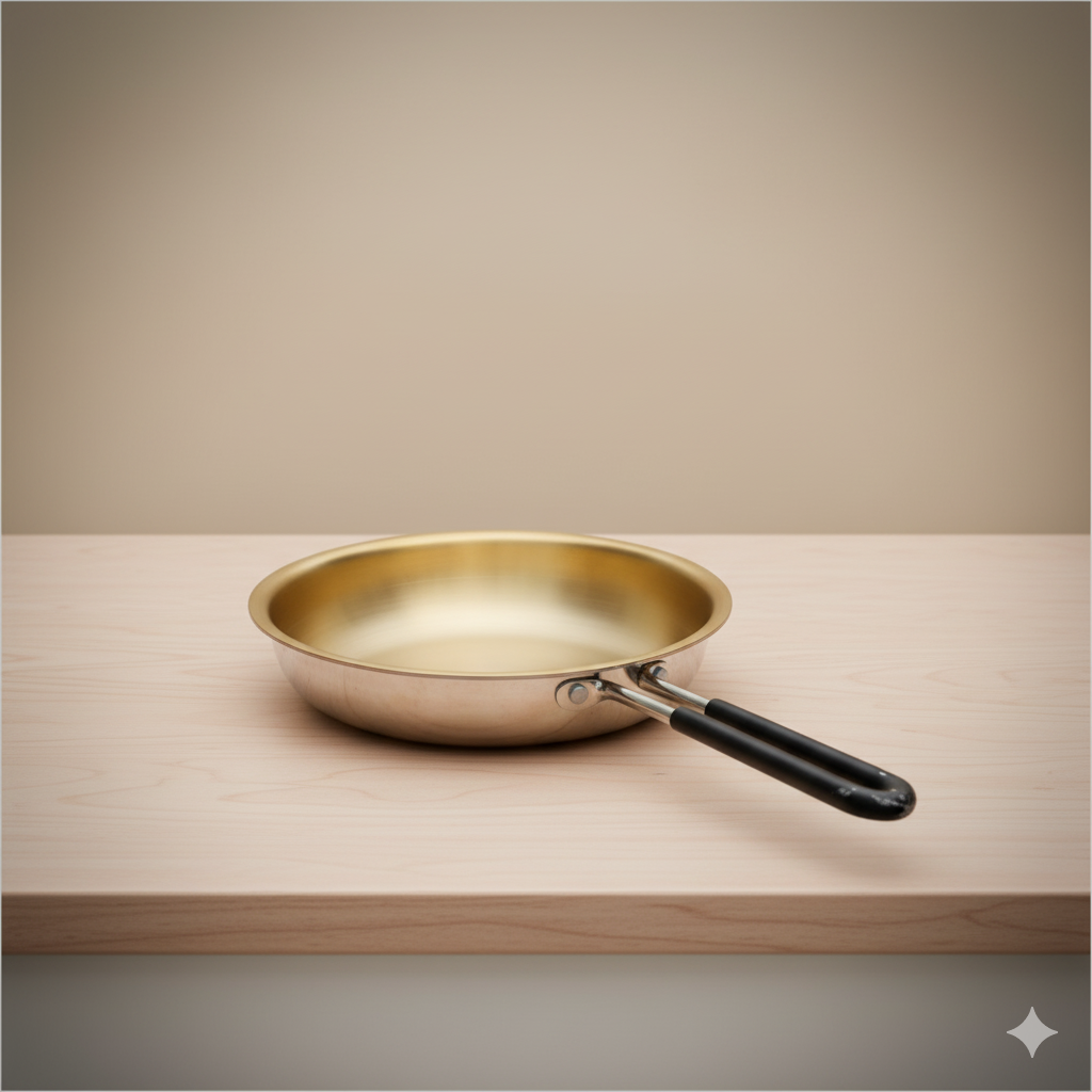 Brass Fry Pan (Triply) with Lid (24cm)