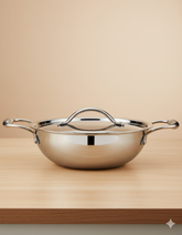 28cm Tri-Ply Stainless Steel Wok with Lid