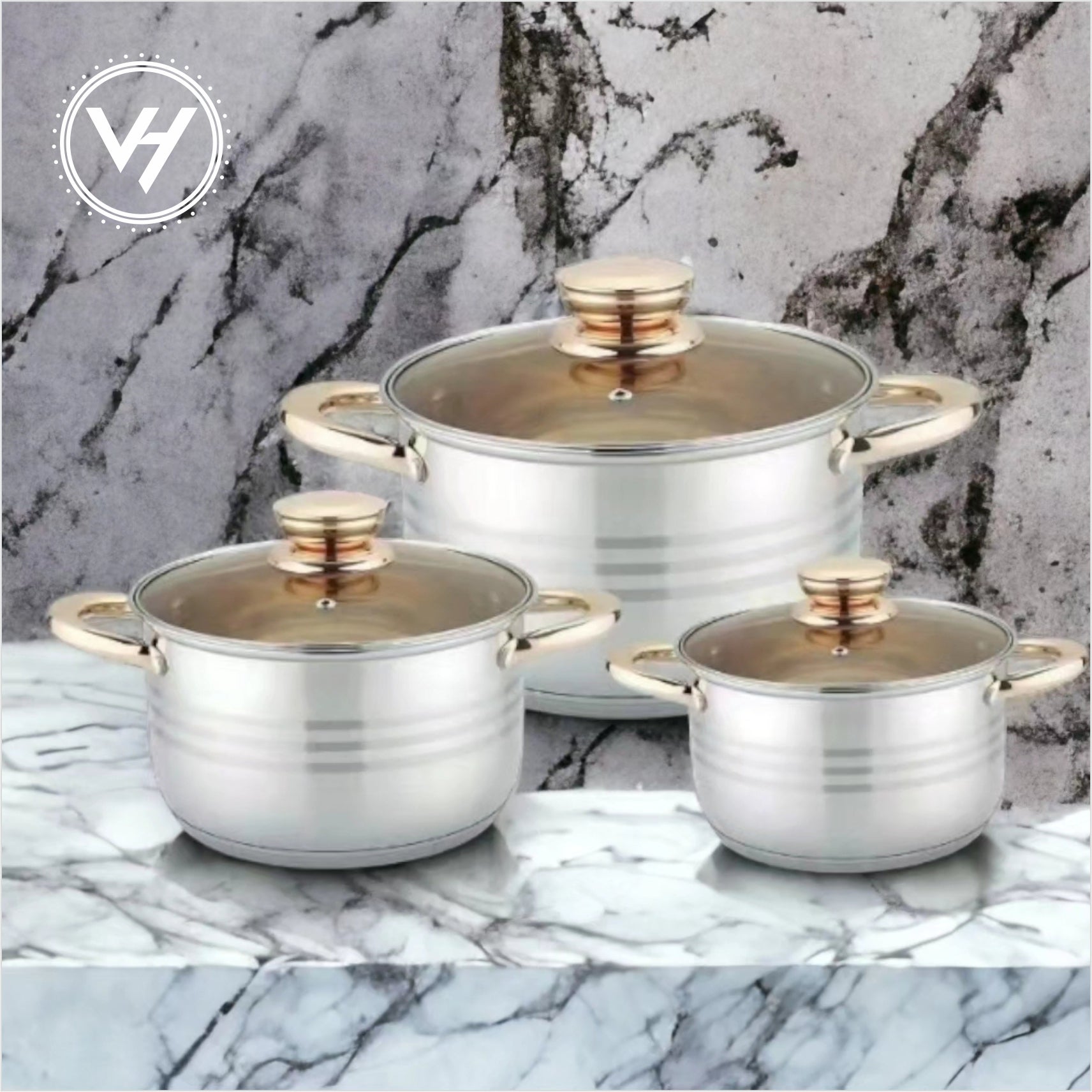 3PCS Pots with Lids Set