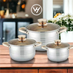 6-Piece Stainless Steel Pot Set with Lids
