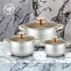 6-Piece Stainless Steel Pot Set with Lids