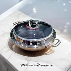 36cm Honeycomb Hybrid Wok with Glass Lid