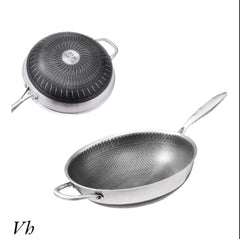 34cm Tri-Ply Honeycomb Stainless Steel Wok
