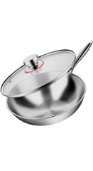 32cm Tri-Ply Stainless Steel Wok with Glass Lid