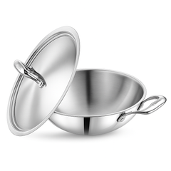 28cm Tri-Ply Stainless Steel Wok with Lid