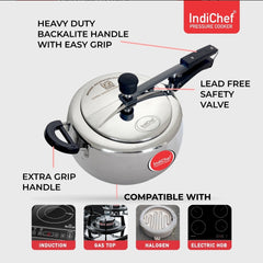 2L Tri-Ply Stainless Steel Inner Lid Pressure Cooker