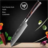 5-Piece Damascus Knife Set – Wooden Handle