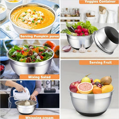 5-Piece Stainless Steel Mixing Bowl Set with Lids