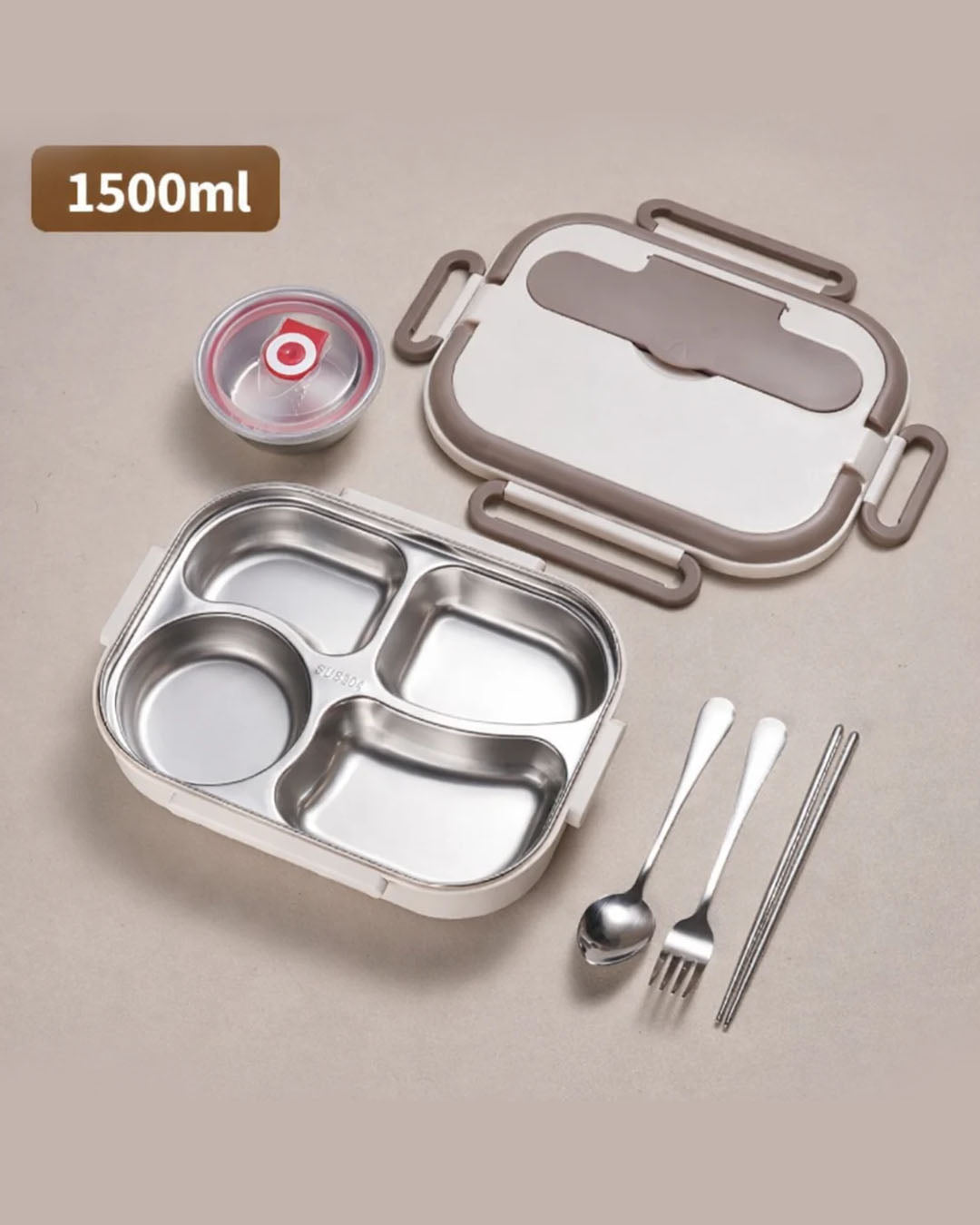 1500ml 4-Compartment Stainless Steel Lunch Box