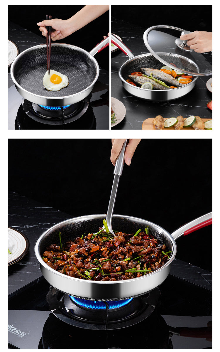 30cm Honeycomb Stainless Steel Frypan