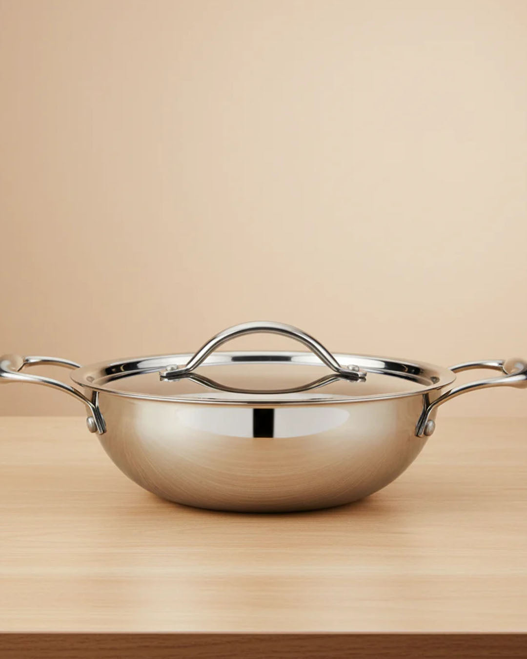 28cm Tri-Ply Stainless Steel Wok with Lid