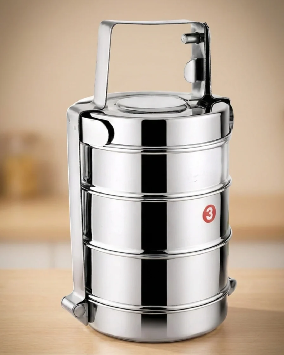 3-Tier Stainless Steel Tiffin Lunch Box