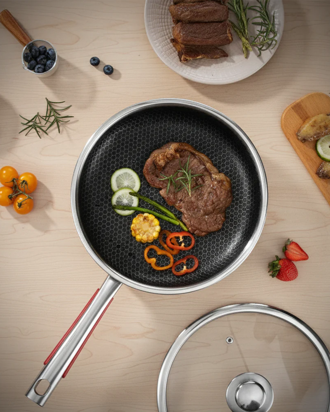30cm Honeycomb Stainless Steel Frypan