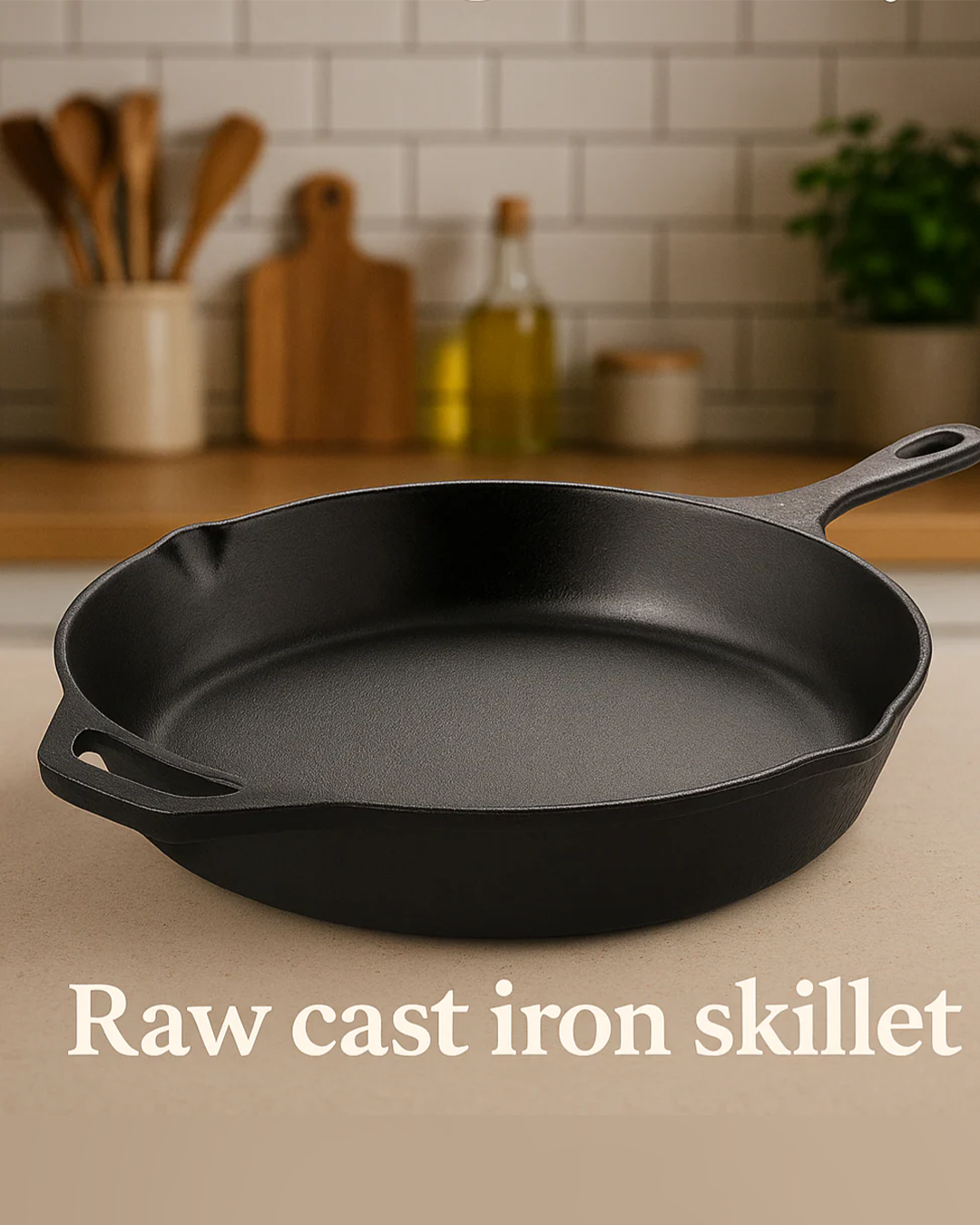 30cm Pre-Seasoned Cast Iron Skillet side view — Victorian Homeware