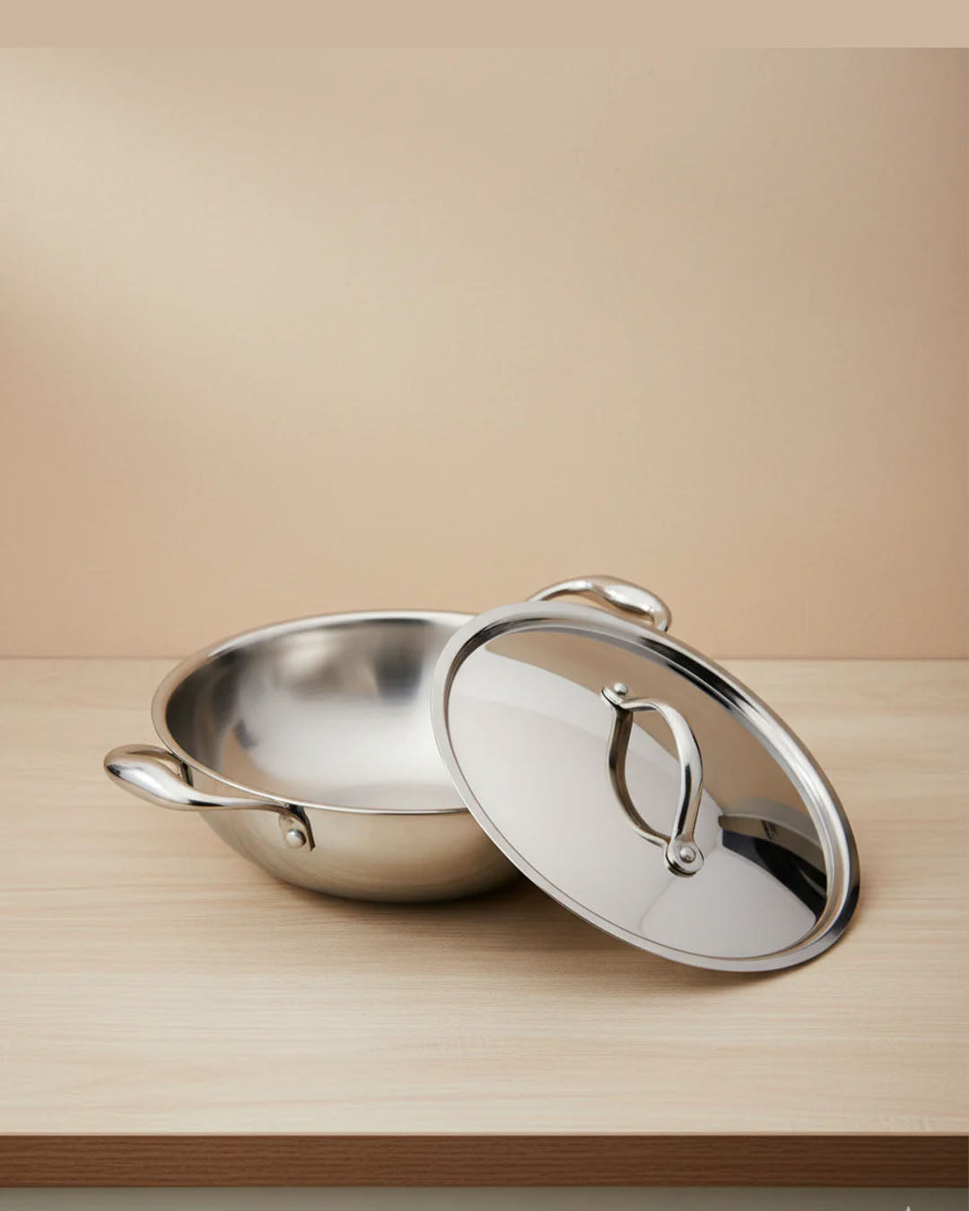 30cm Tri-Ply Stainless Steel Wok with Lid