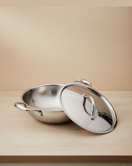 30cm Tri-Ply Stainless Steel Wok with Lid