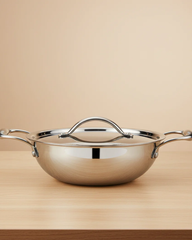 32cm Tri-Ply Stainless Steel Wok with Lid