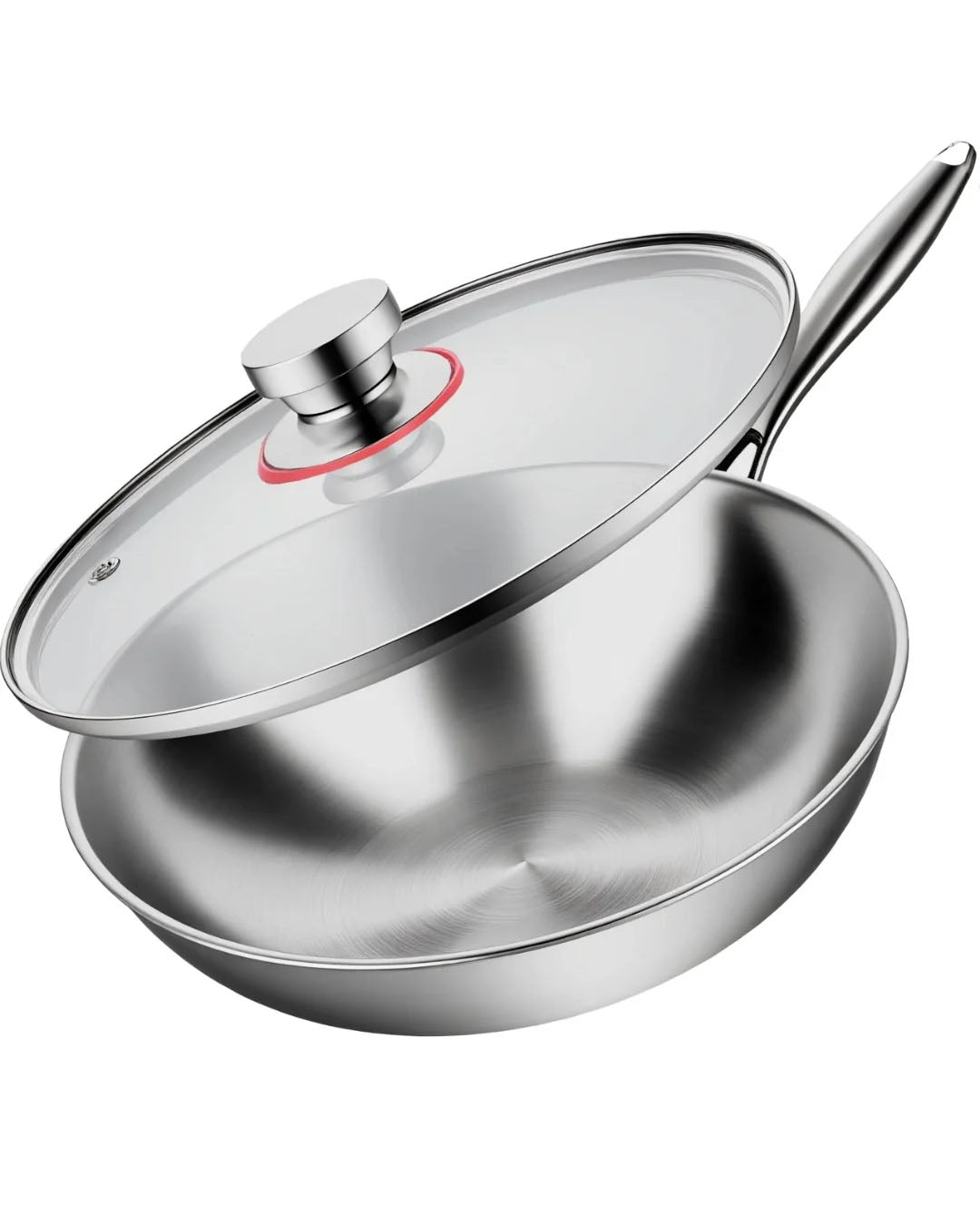 32cm Tri-Ply Stainless Steel Wok with Glass Lid