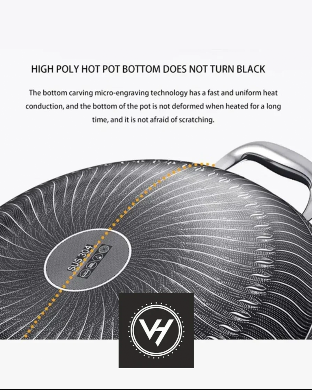 34cm Tri-Ply Honeycomb Stainless Steel Wok