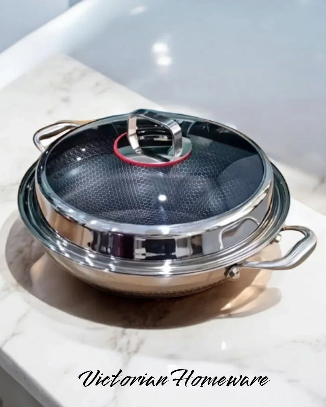 36cm Honeycomb Hybrid Wok with Glass Lid