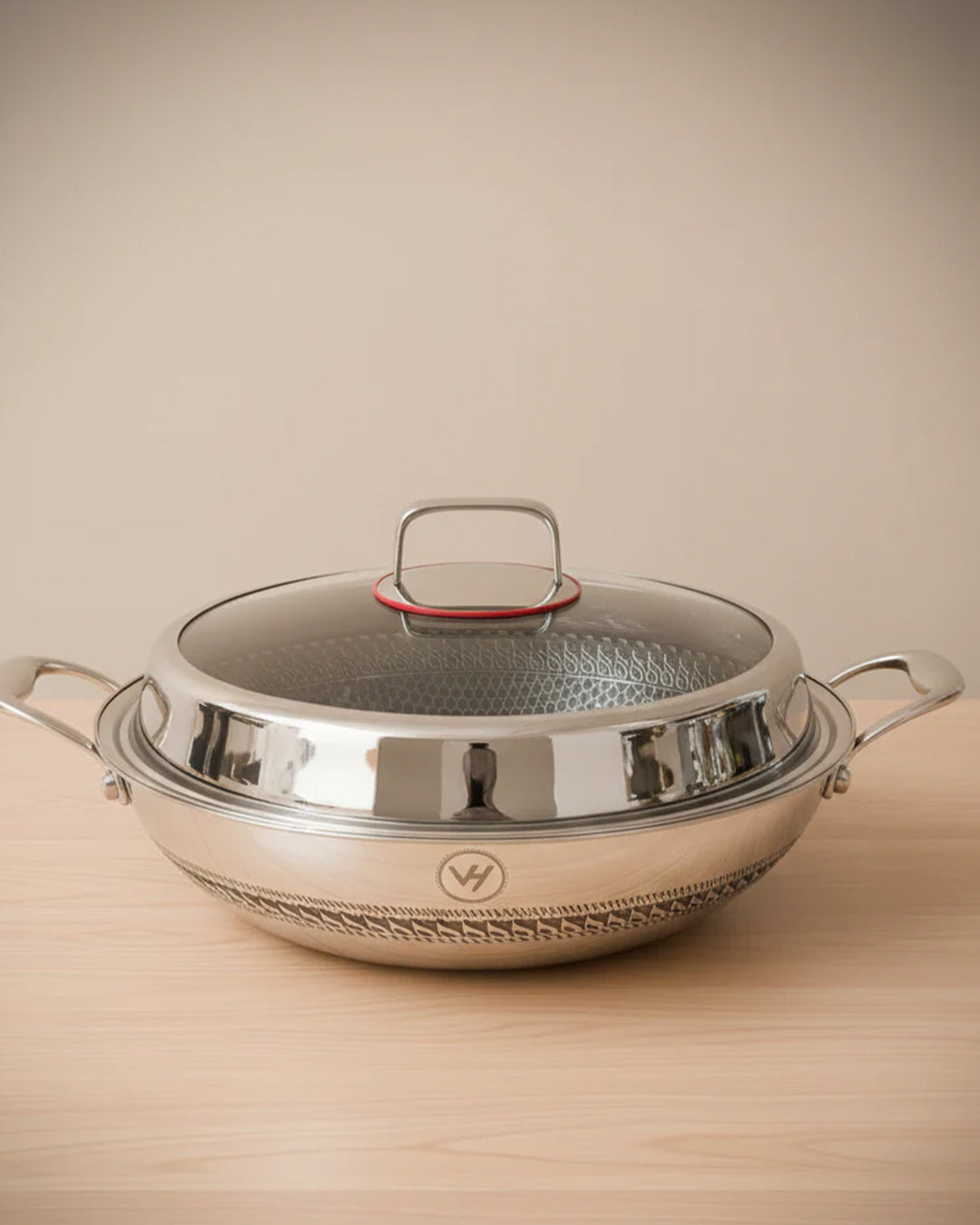 36cm Honeycomb Hybrid Wok with Glass Lid