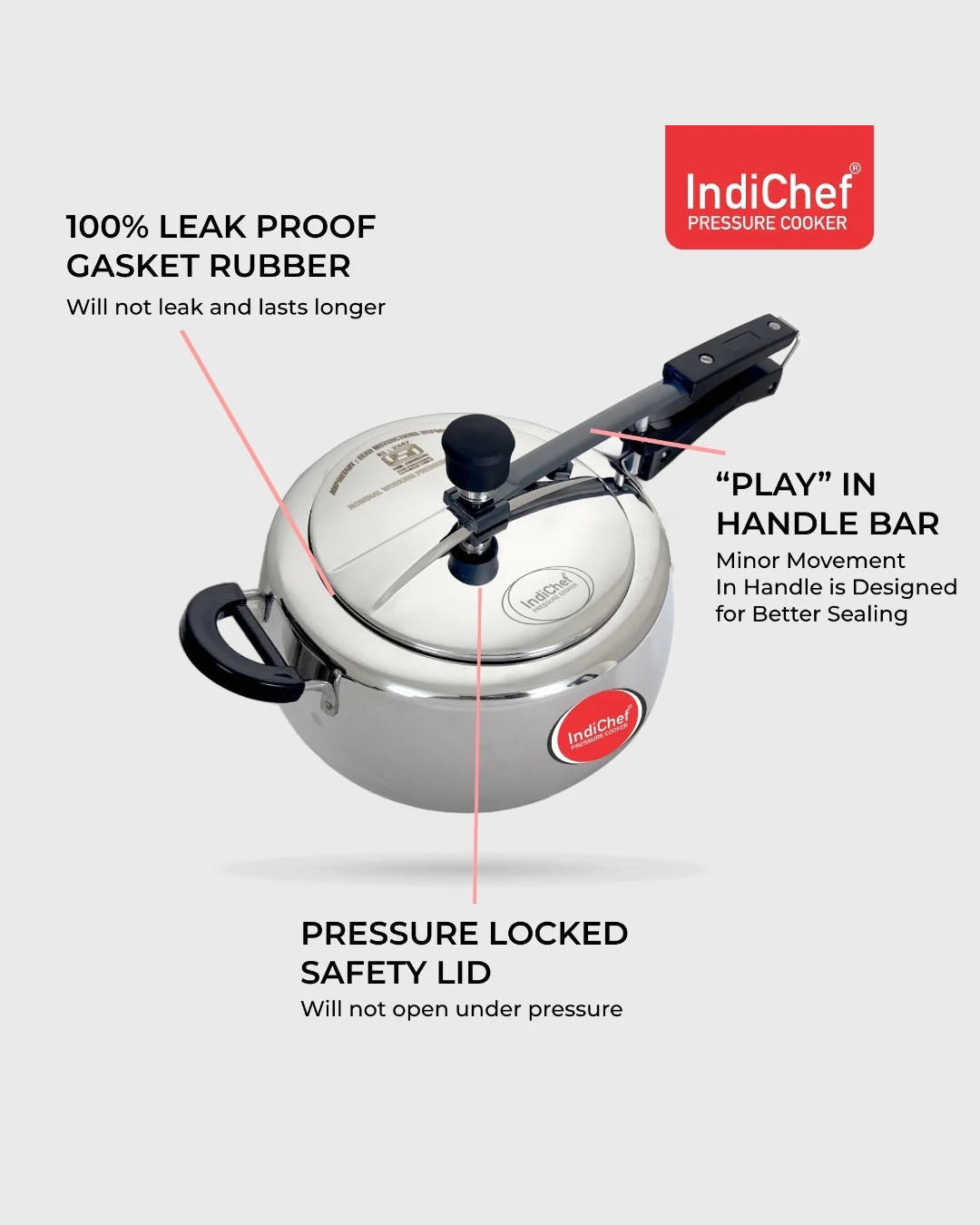 3L Tri-Ply Stainless Steel Inner Lid Pressure Cooker