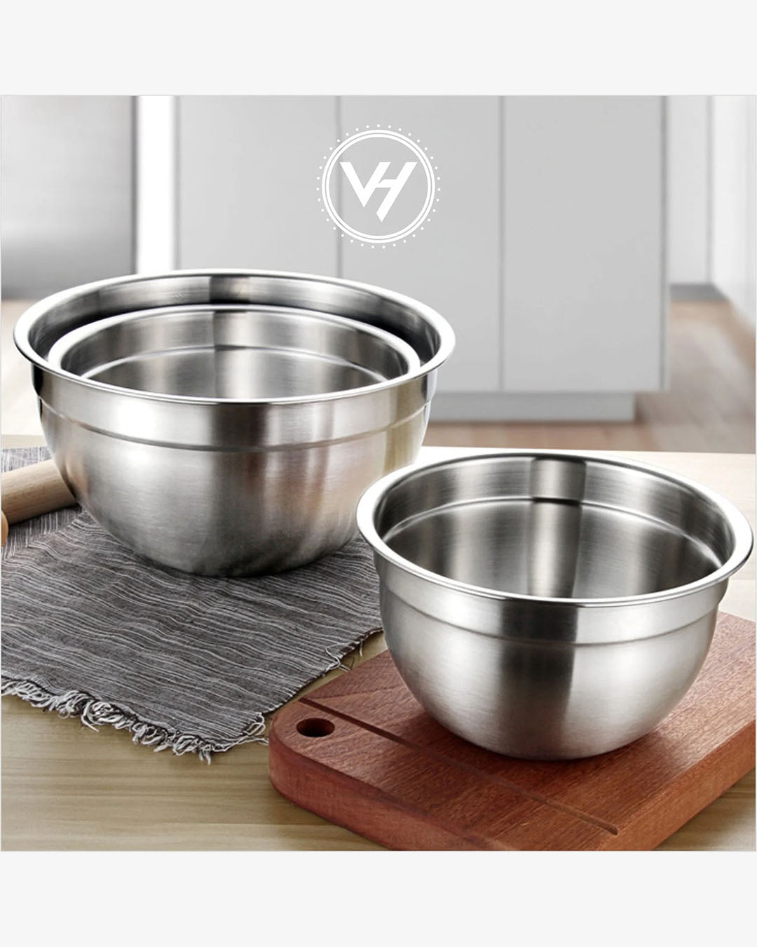5-Piece Stainless Steel Mixing Bowl Set with Lids