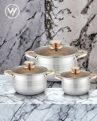 6-Piece Stainless Steel Pot Set with Lids