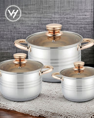 6-Piece Stainless Steel Pot Set with Lids