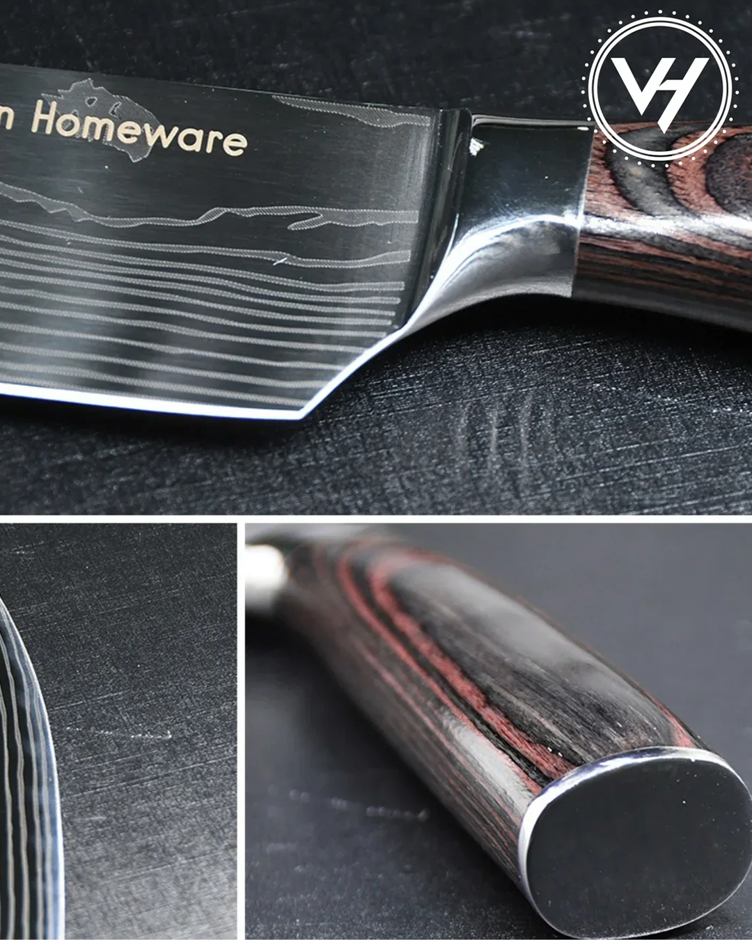 8" Japanese Damascus Chef Knife – Wooden Handle