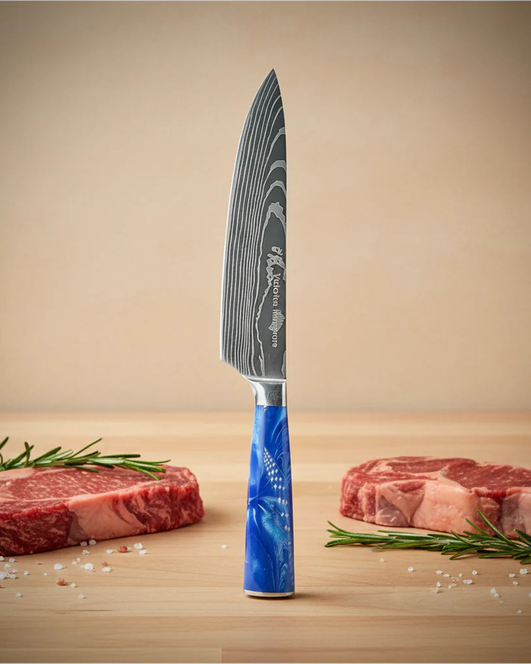 8" Damascus Chef Knife – Resin Handle