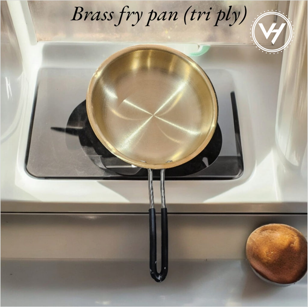 Brass Fry Pan (Triply) with Lid (24cm)