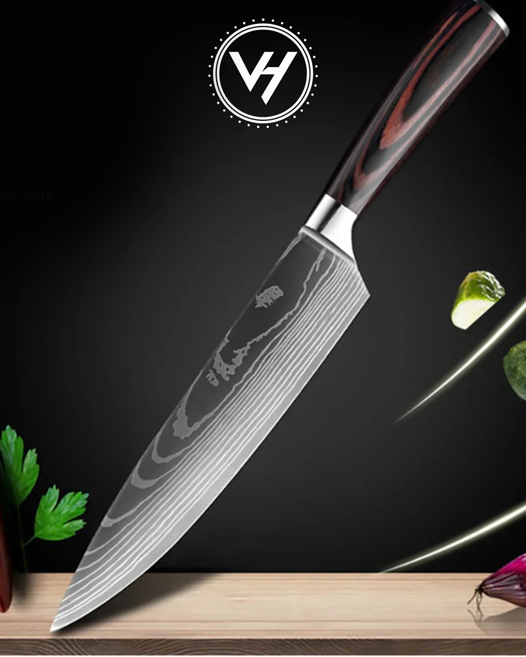 Bamboo Cutting Board & 8" Chef Knife Set