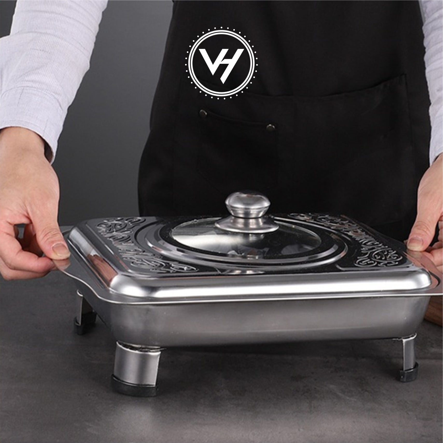 Stainless Steel Serving Tray with Cover