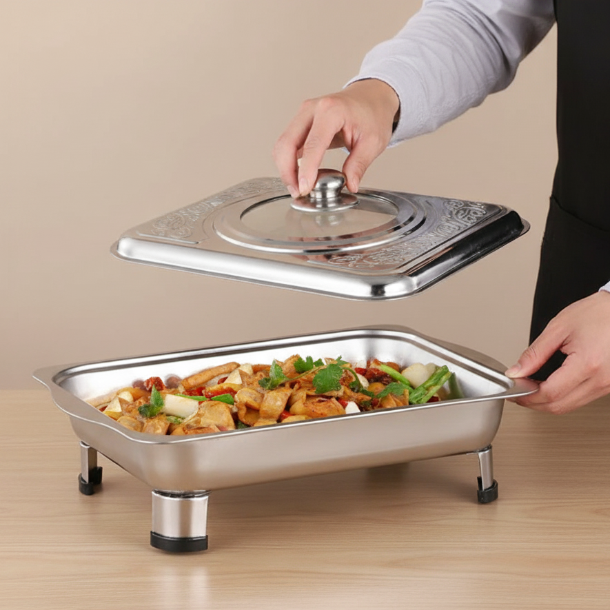 Stainless Steel Rectangle Chafing Dish with Cover