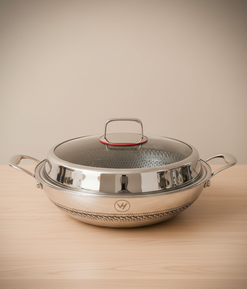 36cm Honeycomb Hybrid Wok with Glass Lid