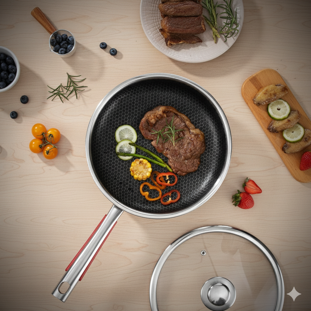 30cm Honeycomb Stainless Steel Frypan