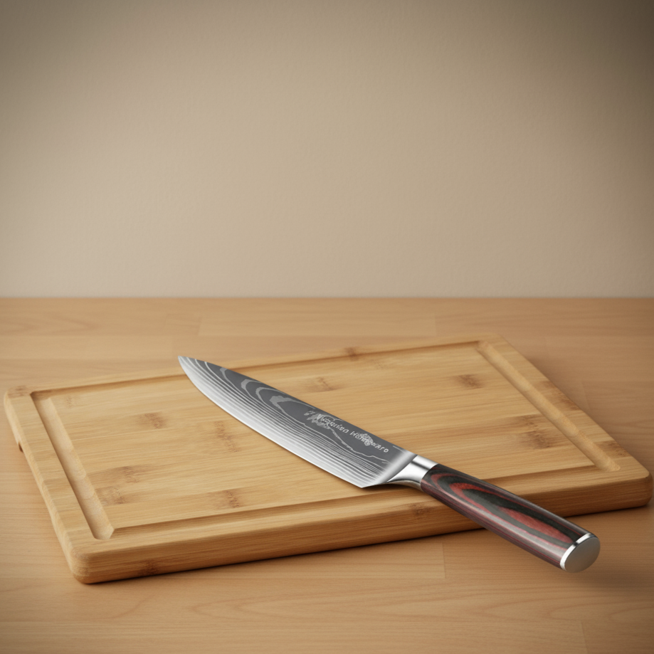 Bamboo Cutting Board with Knife (8")