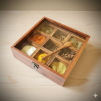 Wooden Spice Box (Square, Acacia Wood)