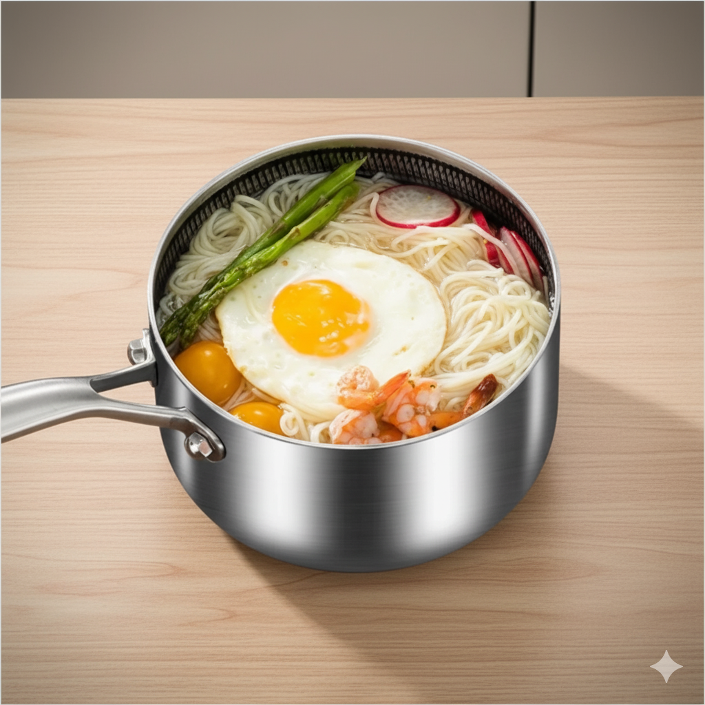 18cm Tri-Ply Honeycomb Saucepan with Glass Lid