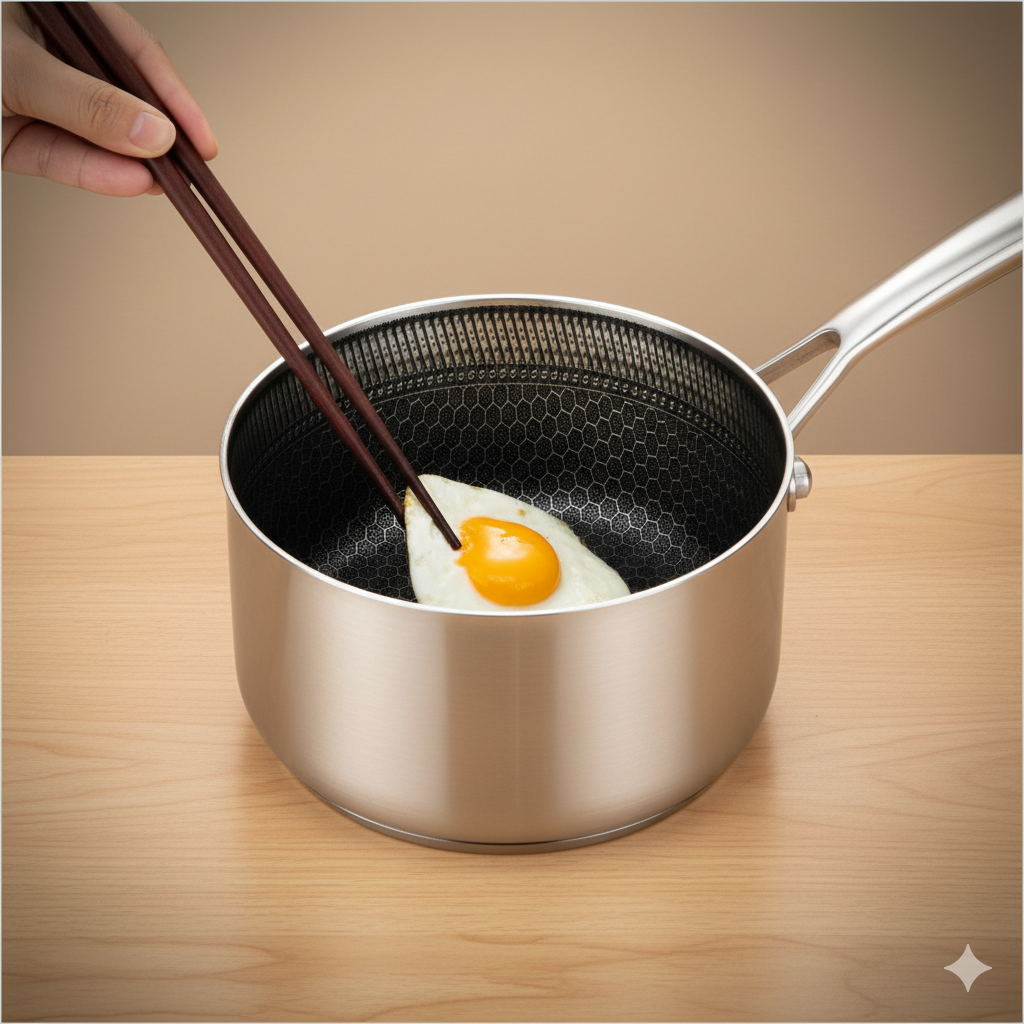 18cm Tri-Ply Honeycomb Saucepan with Glass Lid