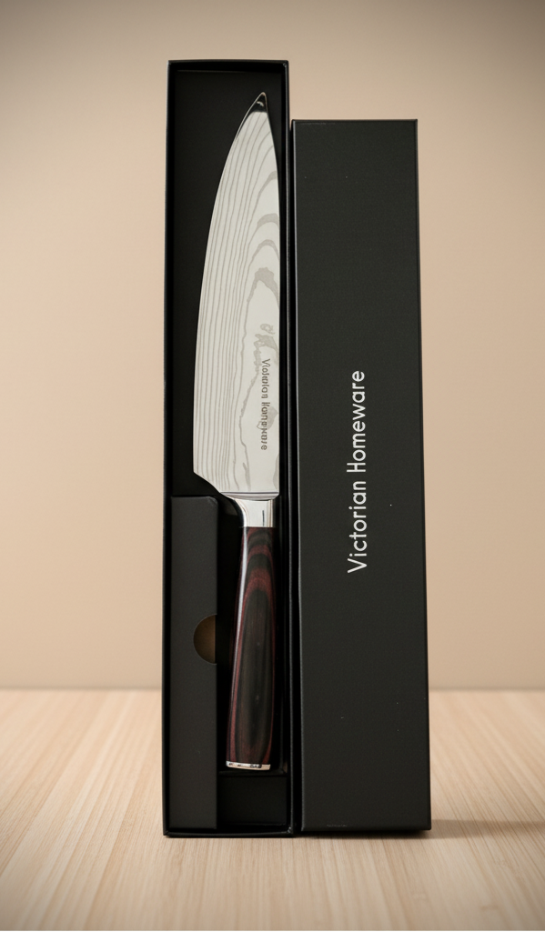 8" Japanese Damascus Chef Knife – Wooden Handle