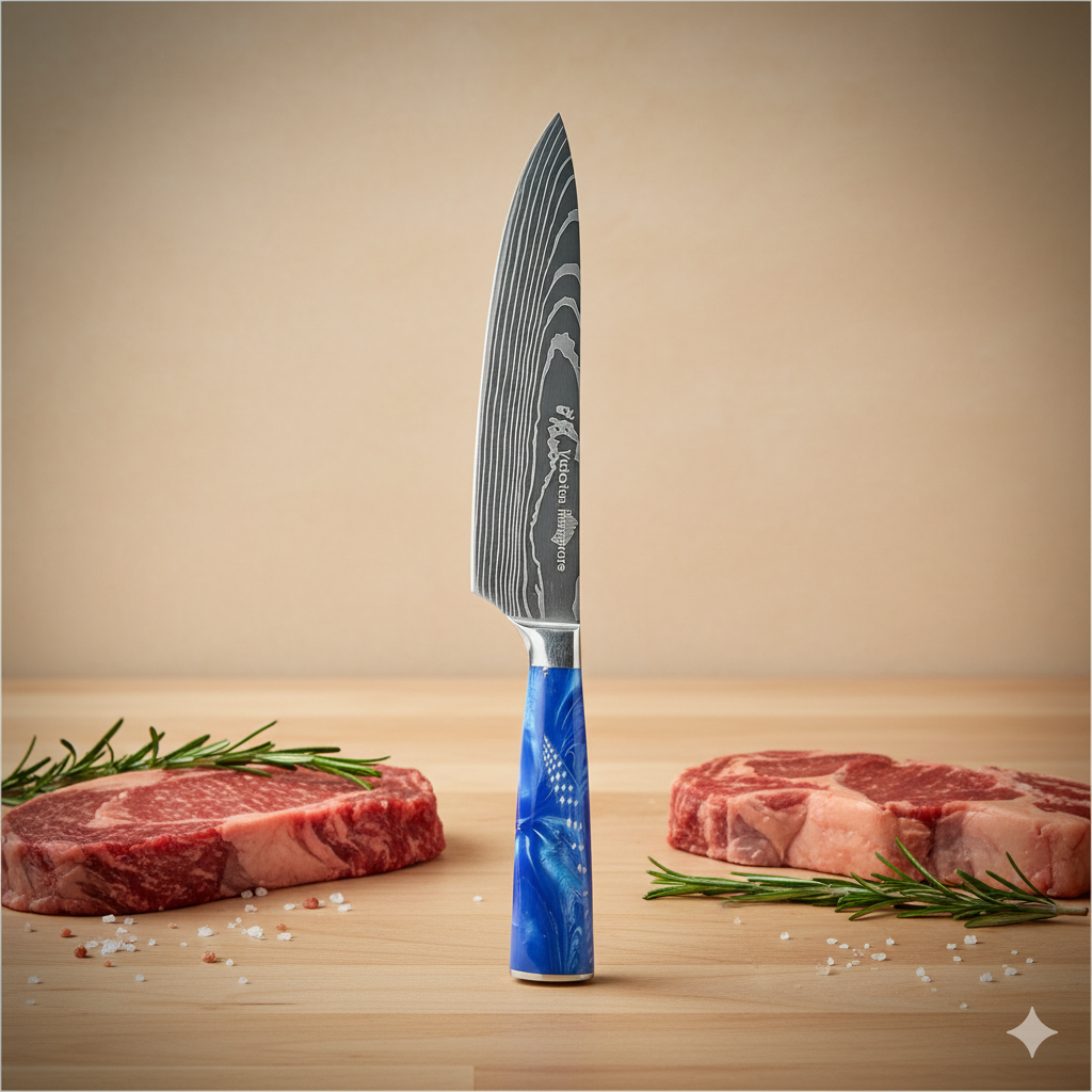 8" Damascus Chef Knife – Resin Handle